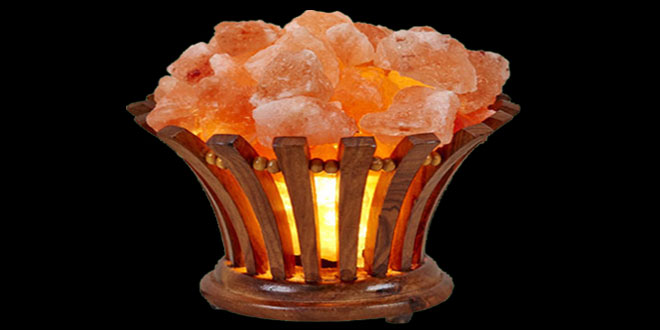 Flower Shape Wooden Basket Salt Lamp