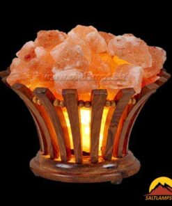 Flower Wooden Basket Salt Lamp