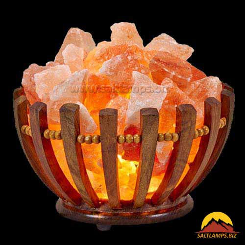 Rose Wooden Basket Salt Lamp